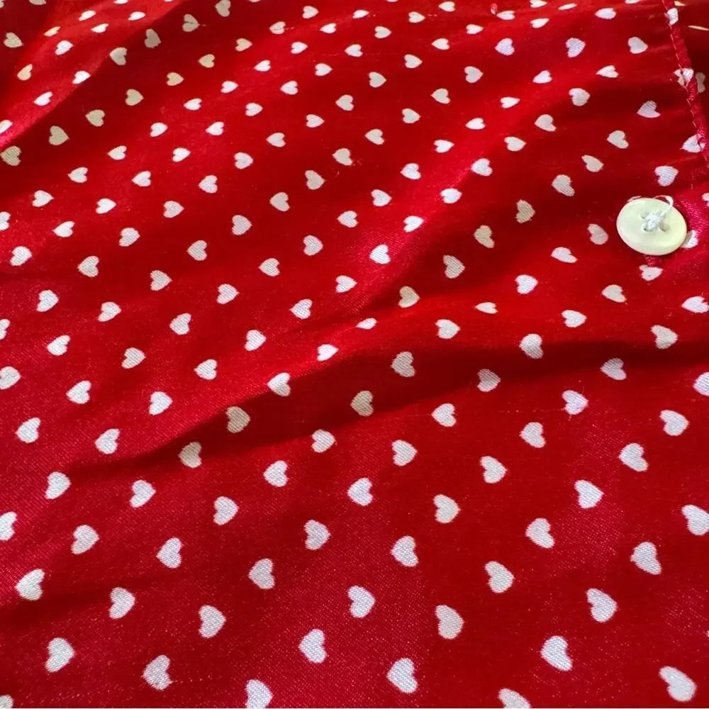 The Children’s Place Girls Red Nightgown Pajamas Long Sleeve Hearts Size M 7/8